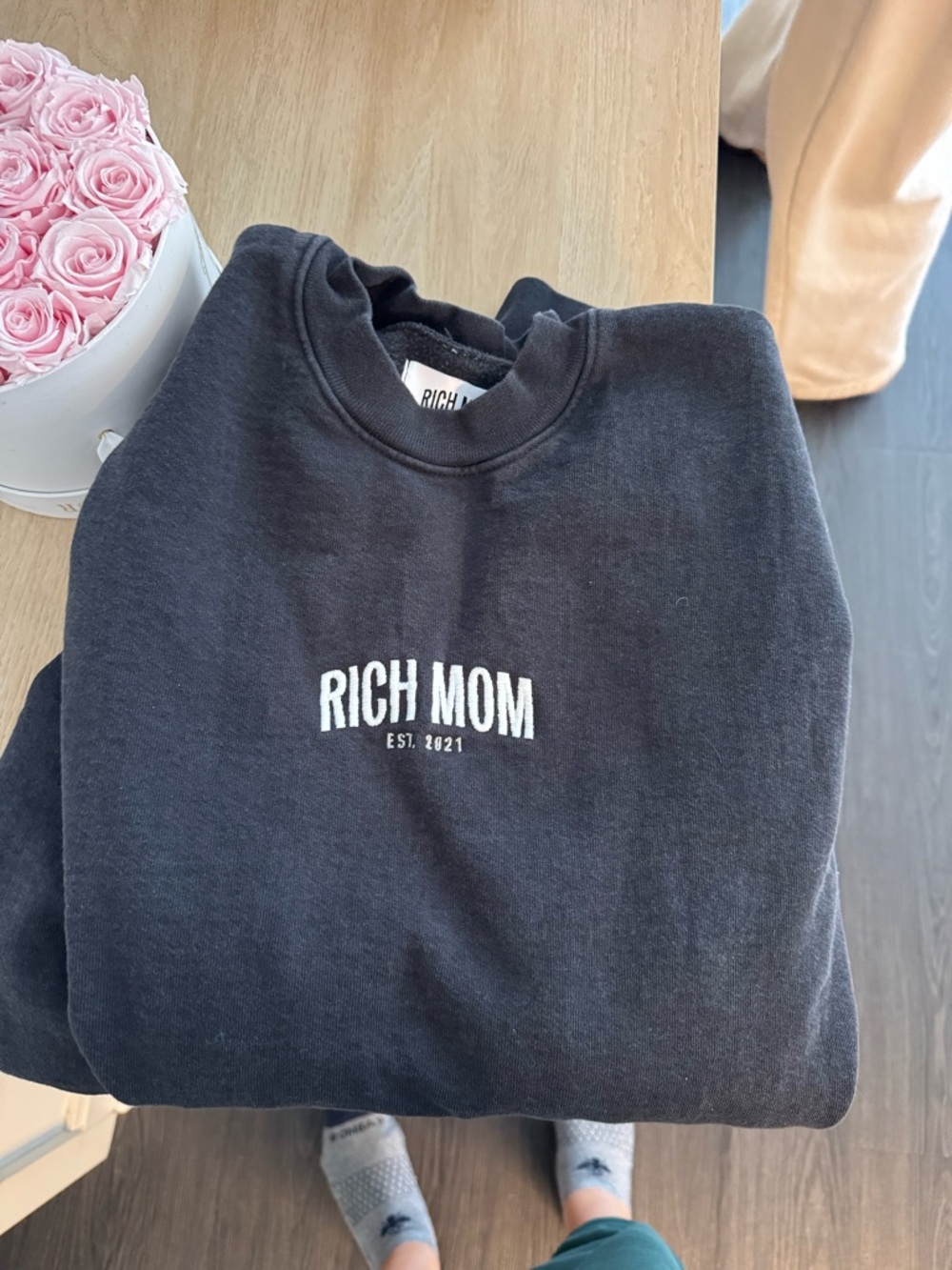 RICH MOM Black Embroidered Sweatshirt Tinx